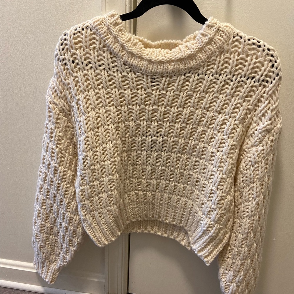 Off white sweater with scalloped neckline size XS